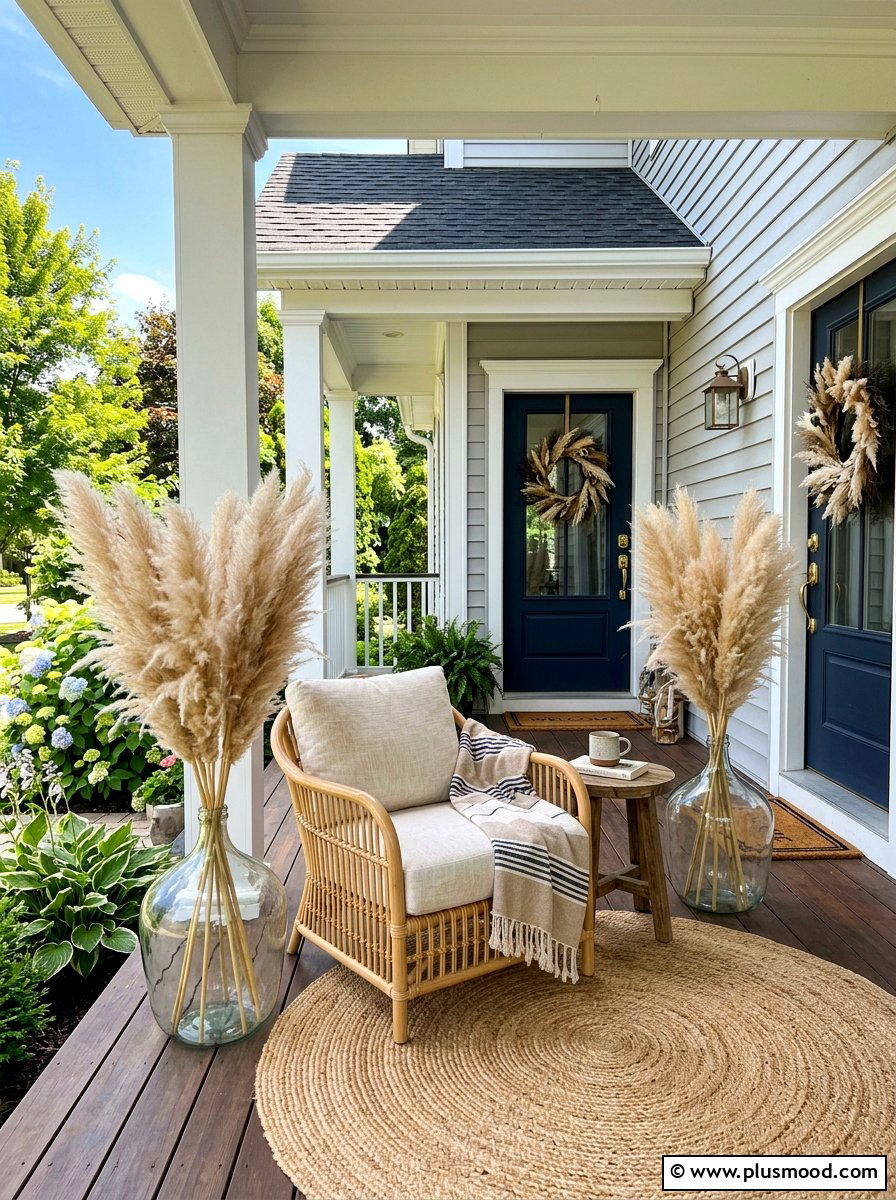 Pampas Grass Front Porch - 25 summer boho front porch ideas