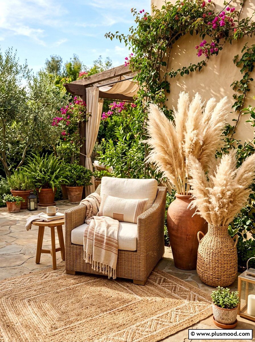 Pampas Grass Vase - 25 summer boho patio decor ideas
