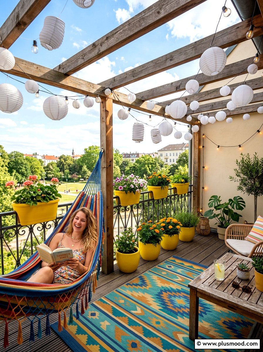 Paper Lantern Strings - 25 summer balcony lighting ideas