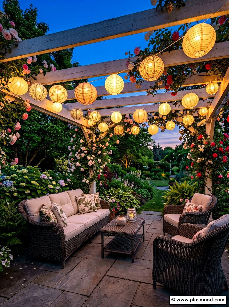 Paper lantern string lights - 25 summer outdoor lighting ideas for parties