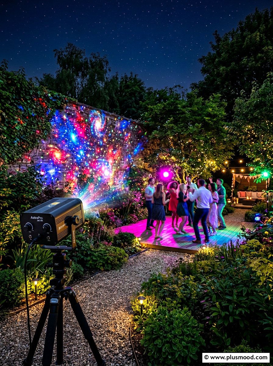 Party light projector - 25 summer outdoor lighting ideas for parties