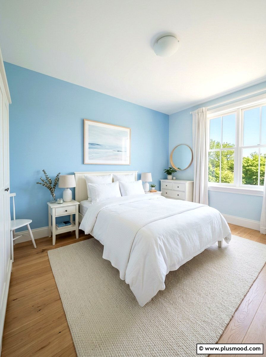Pastel Blue Wall Paint - 25 light and airy summer bedroom ideas