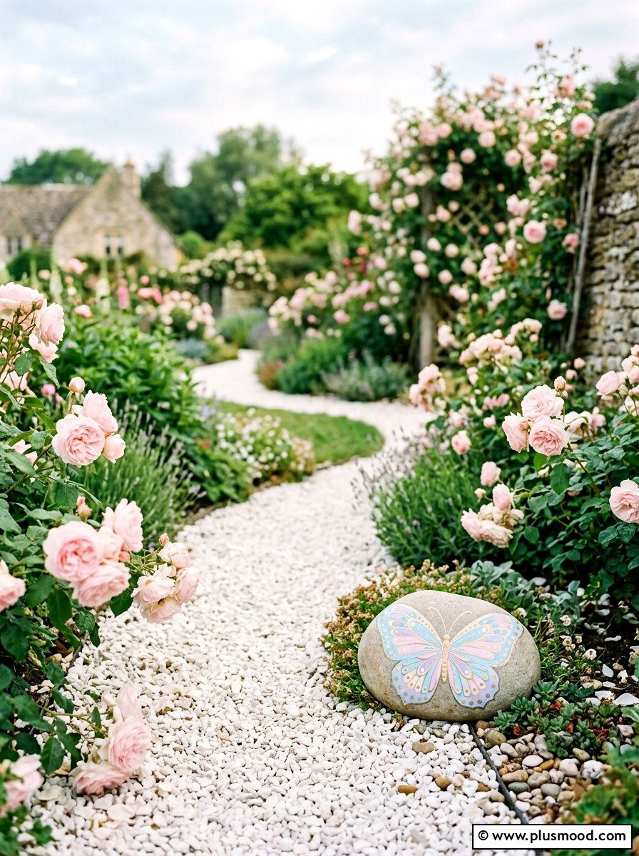 Pastel Butterfly Rock - 25 painted rock ideas with butterflies