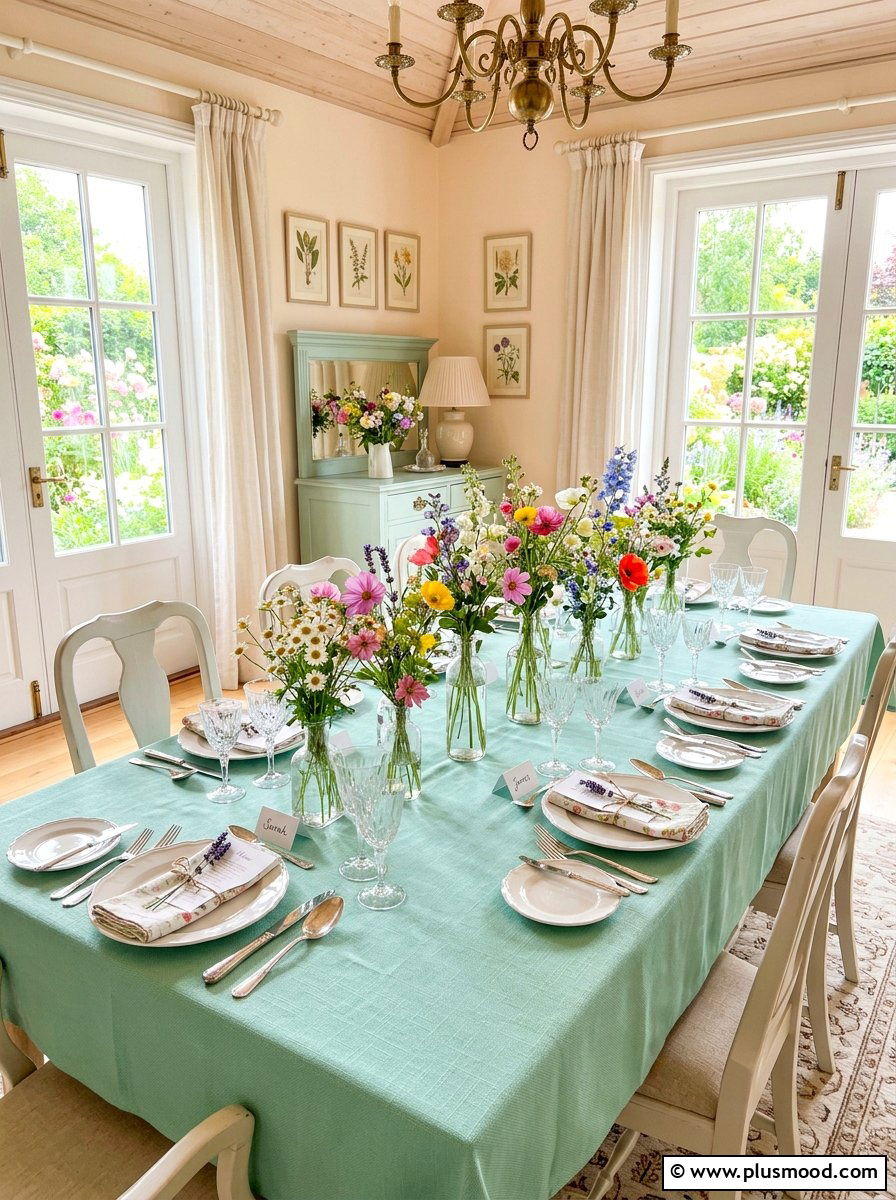 Pastel Dining Tablescape - 25 cheap summer home decor ideas