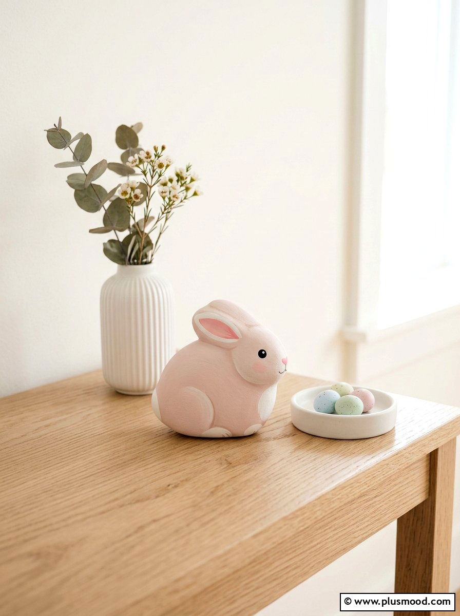 Pastel Easter Bunny Stone - 25 painted rock ideas with Easter bunny
