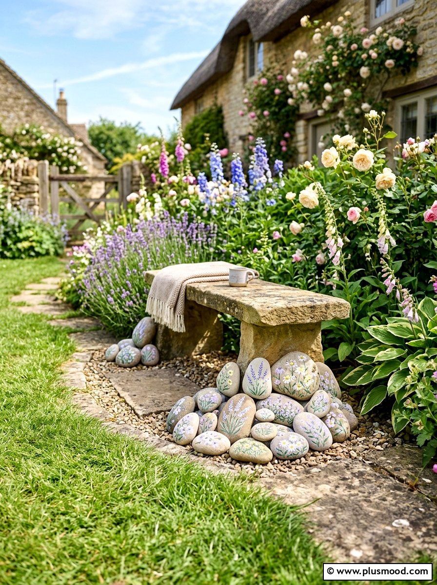 Pastel Floral Garden Rocks - 25 painted rock ideas for zen garden
