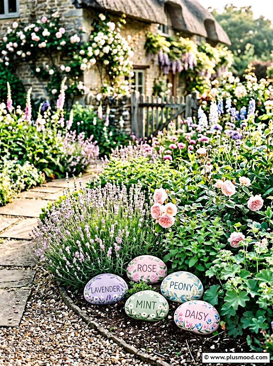 Pastel Floral Name Rock - 25 painted rock ideas with name labels