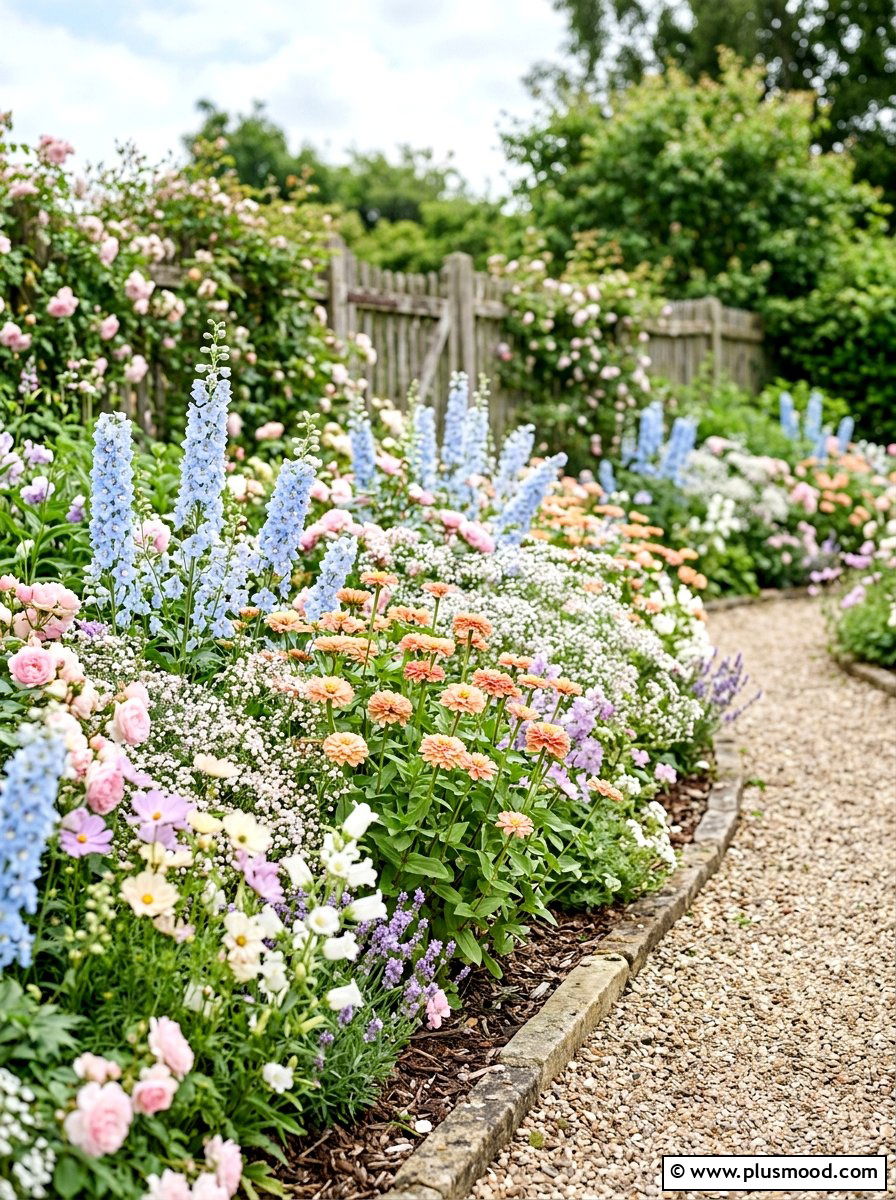 Pastel Flower Bed - 25 summer layered flower bed ideas