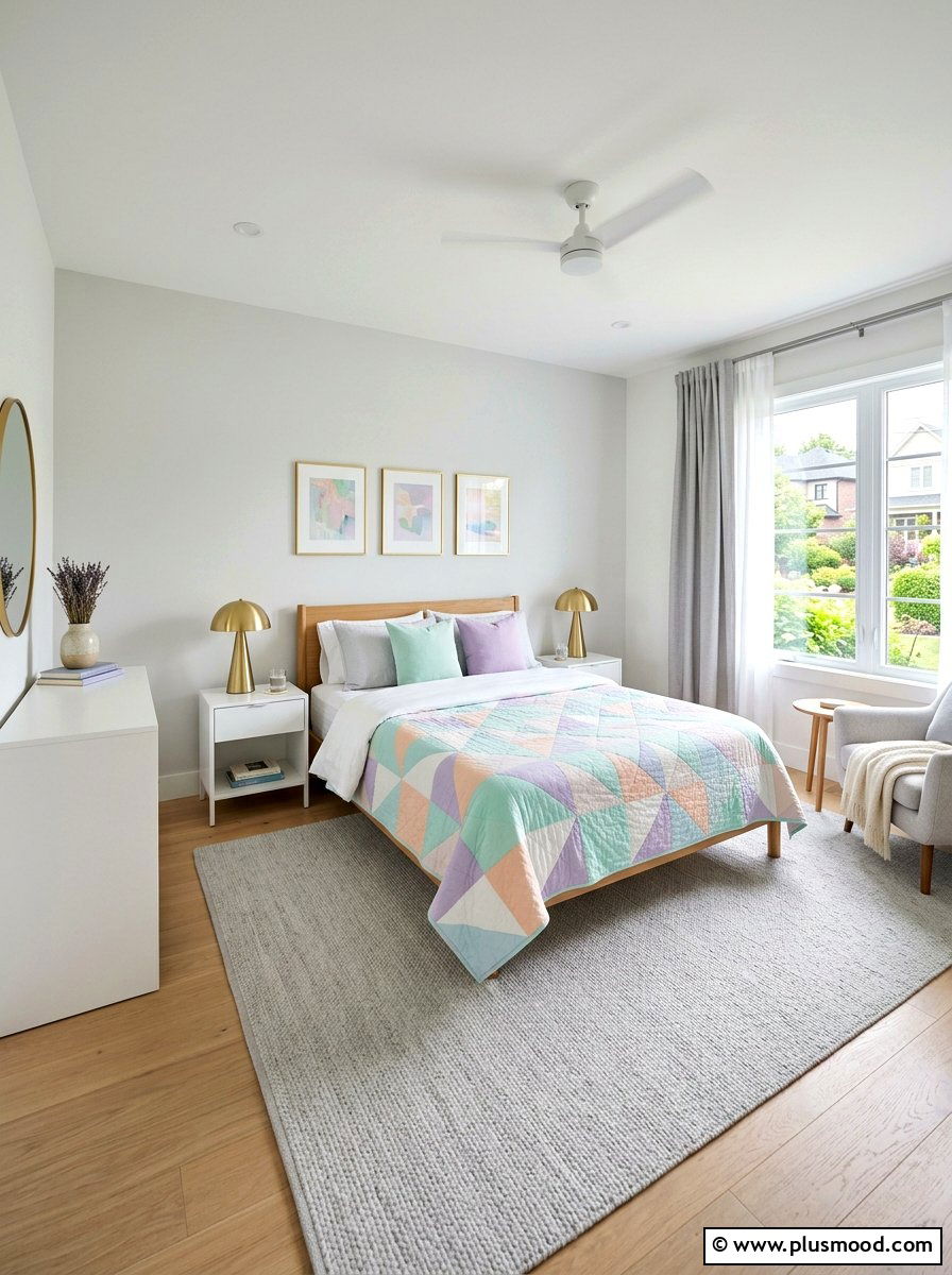 Pastel Geometric Quilt - 25 summer quilt ideas for bedroom