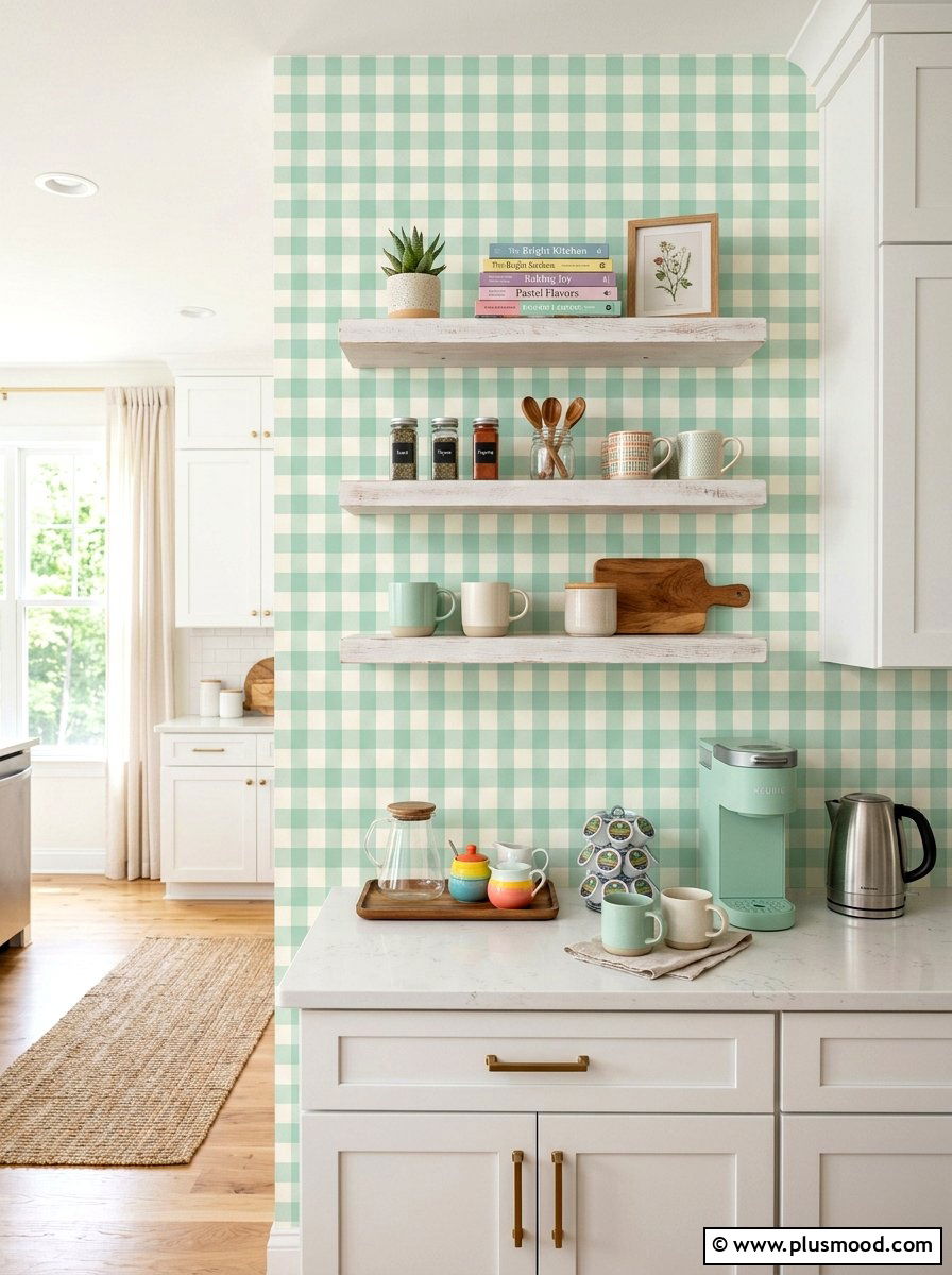 Pastel Gingham Wallpaper - 25 summer picnic style kitchen decor ideas