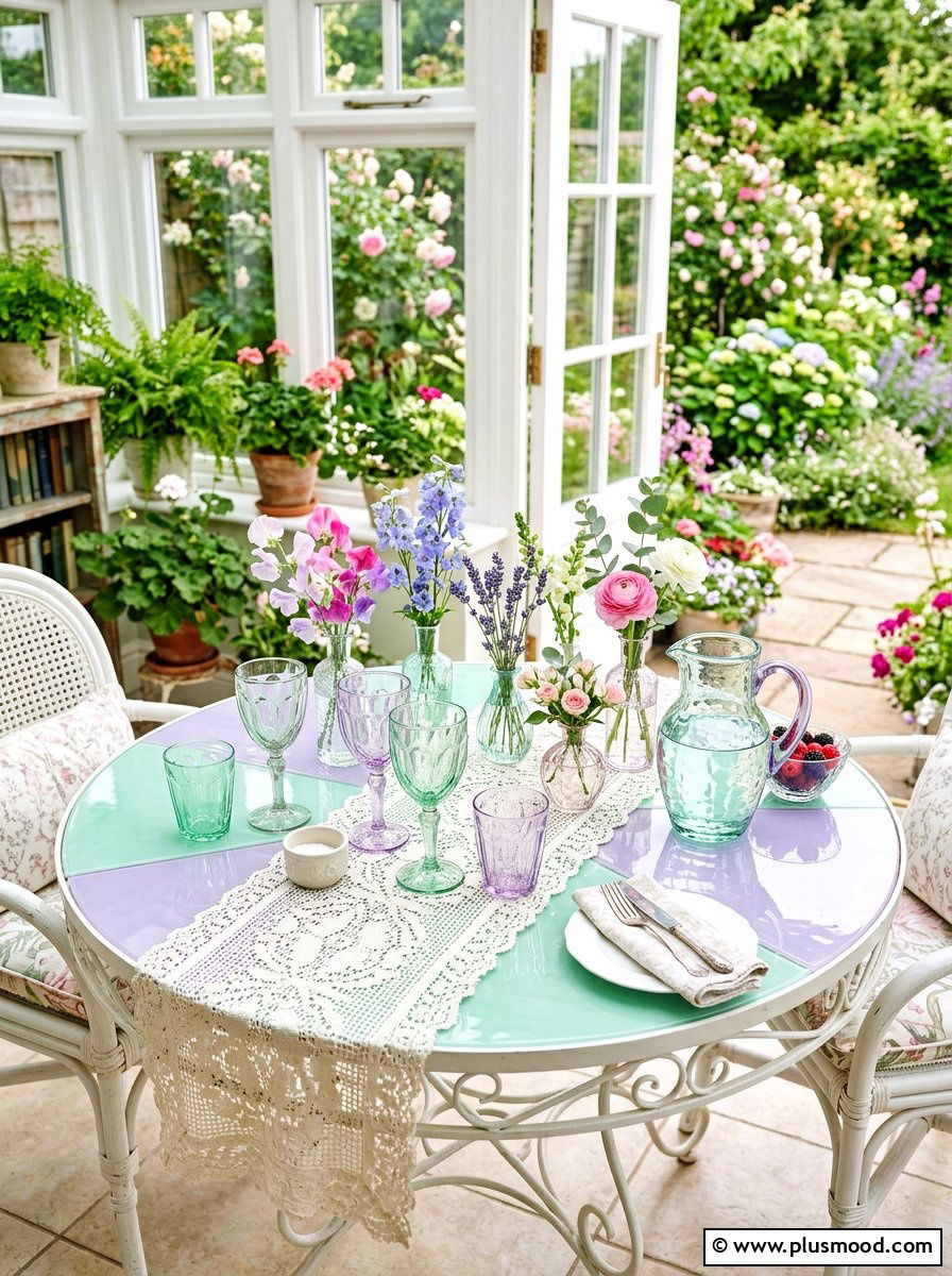 Pastel Glass Table - 25 summer kitchen table decor ideas