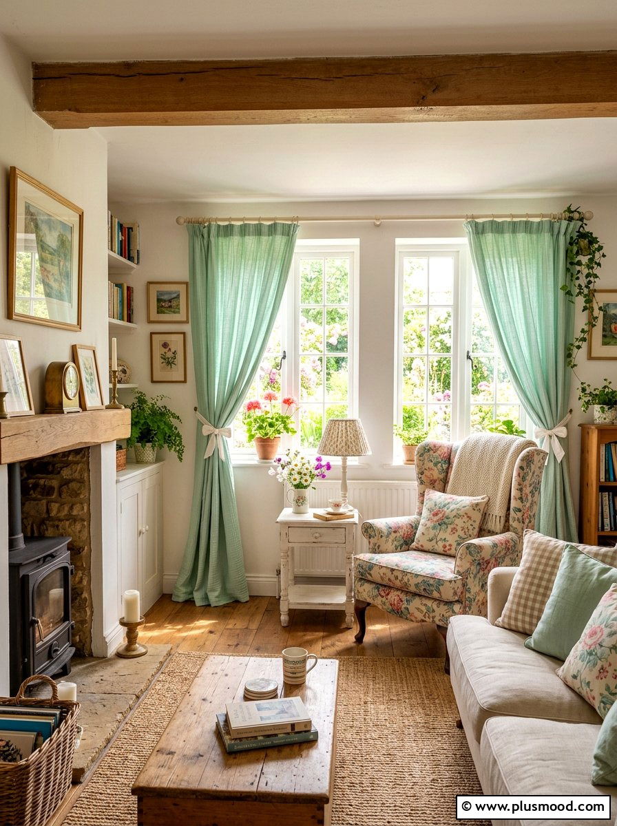 Pastel Mint Muslin - 25 summer curtains ideas for living room