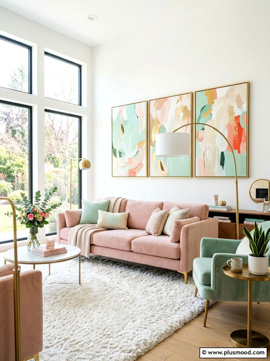 Pastel Modern Living Area - 25 summer decor ideas for open concept homes