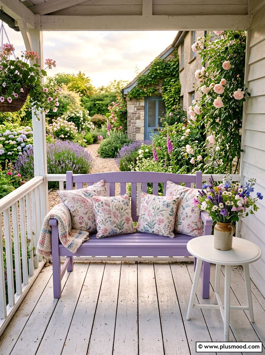Pastel Painted Benches - 25 summer colorful front porch ideas
