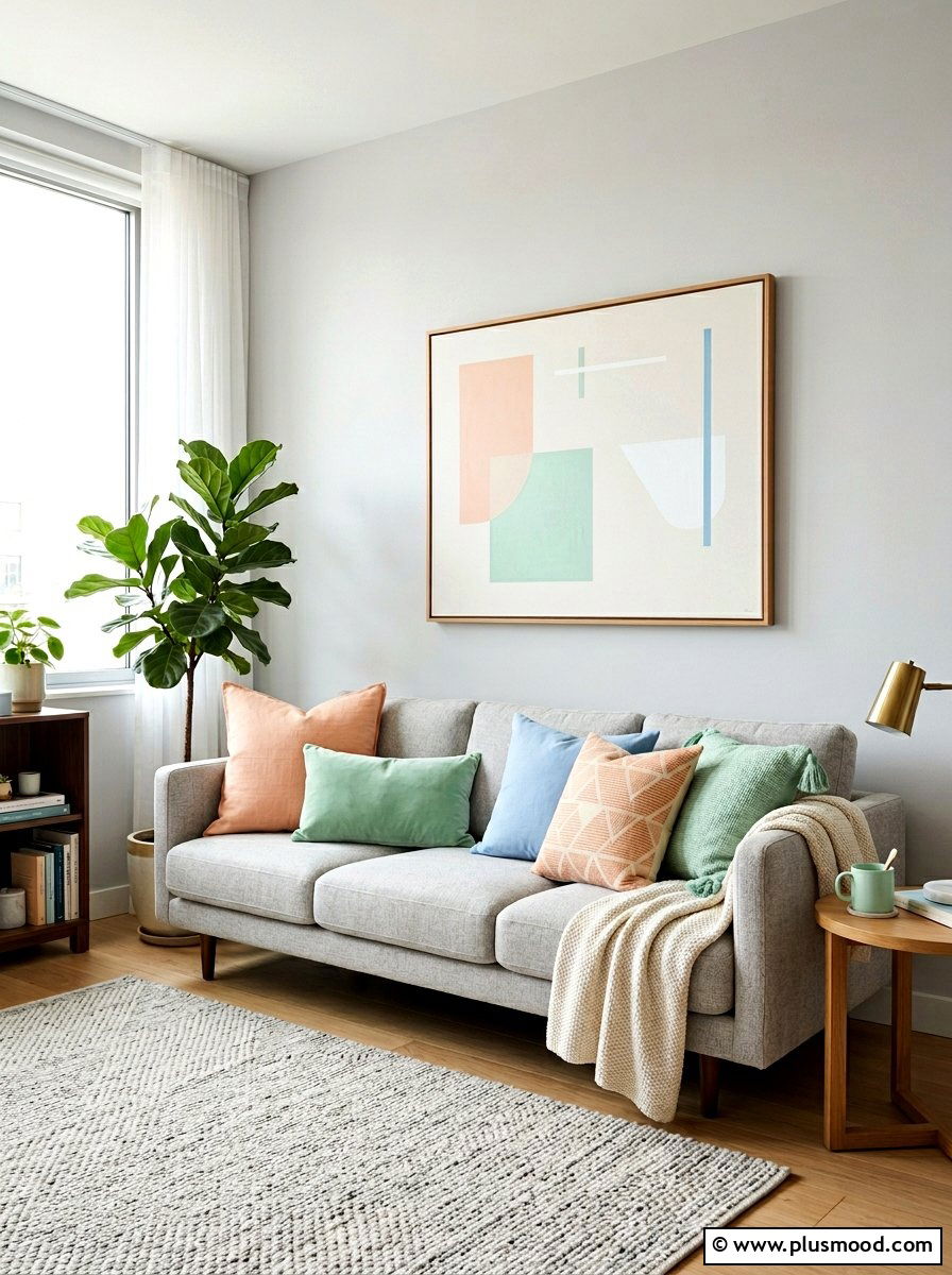 Pastel Pillows - 25 summer decor ideas for apartments