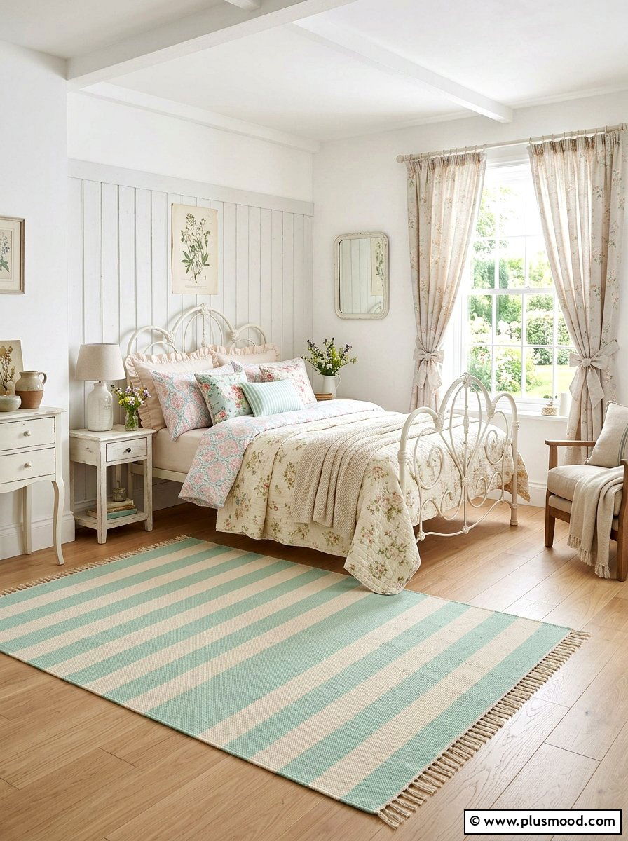 Pastel Striped Rug - 25 summer rug ideas for bedroom