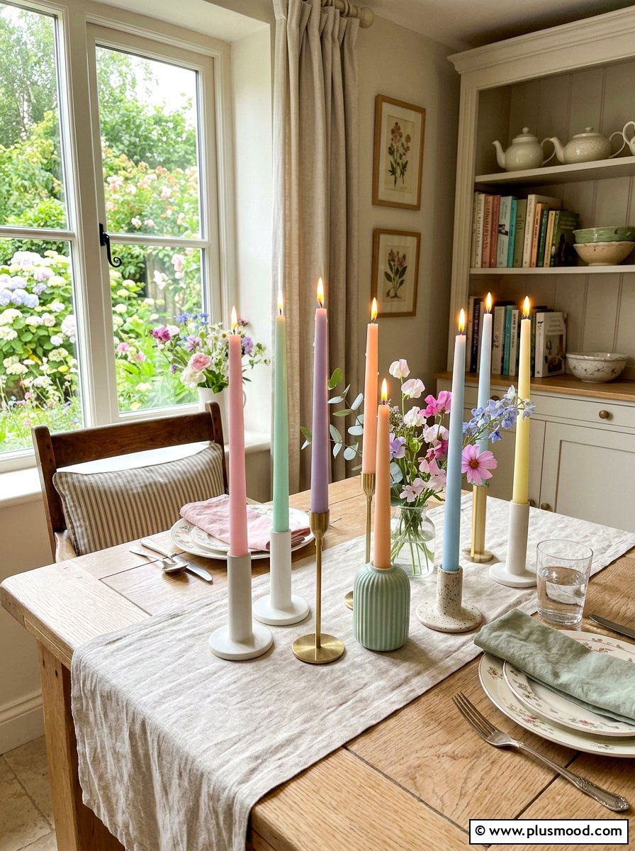 Pastel Taper Candle Group - 25 summer candles decor ideas for living room
