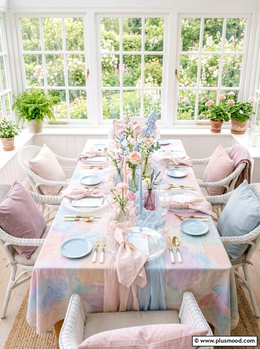 Pastel Watercolor Dream Table - 25 summer place setting ideas for summer