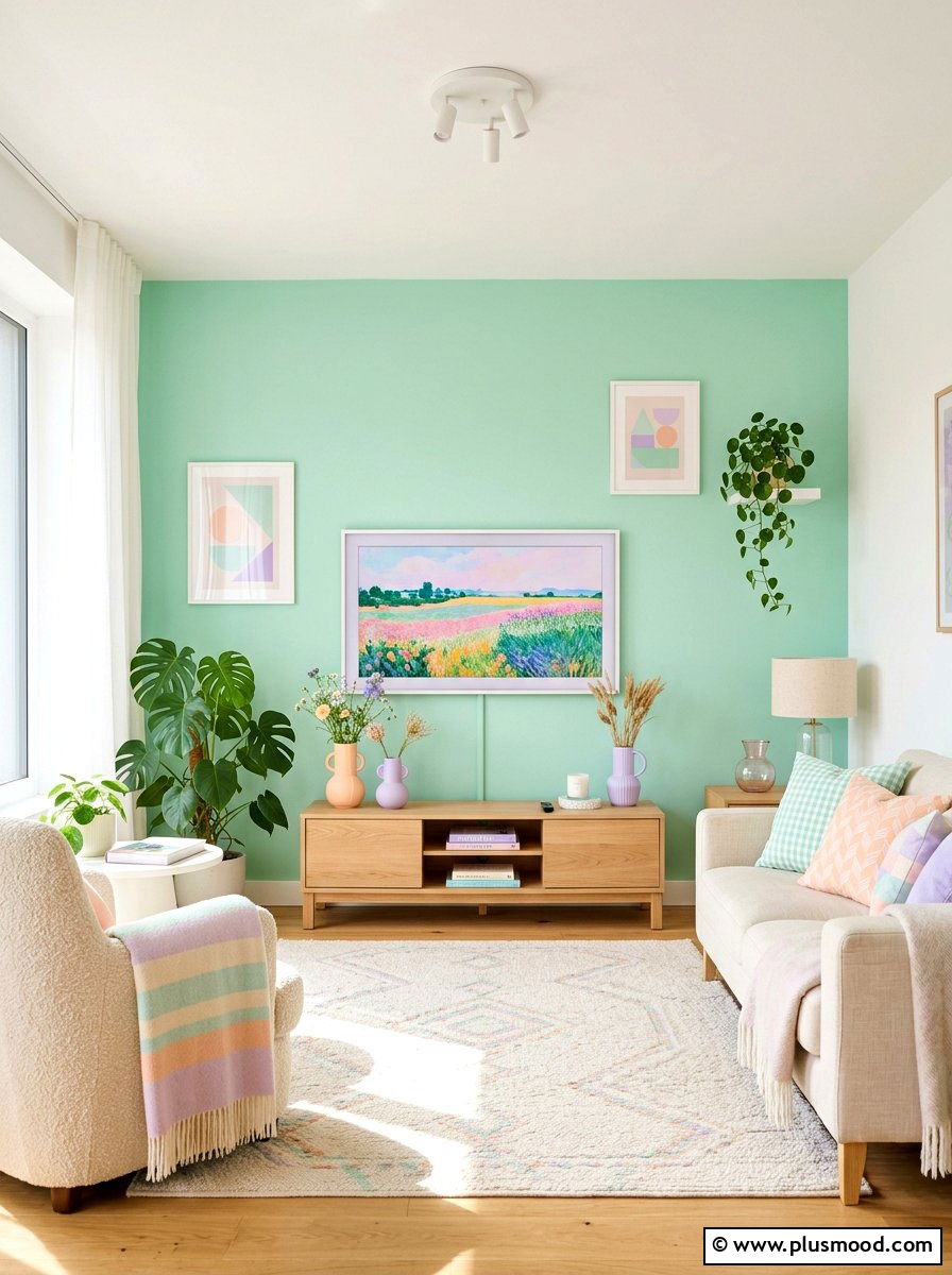 Pastel color tv wall - 25 summer TV wall decor ideas
