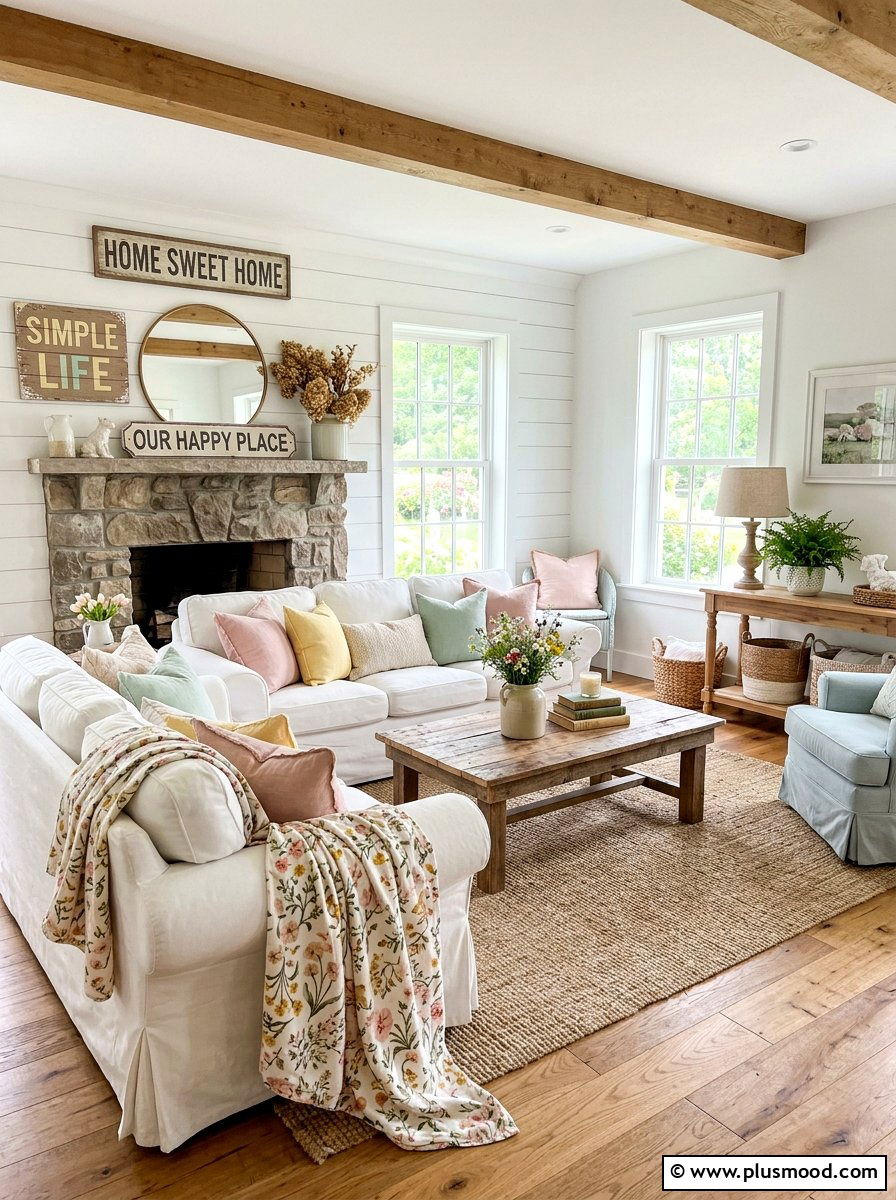 Pastel farmhouse decor - 25 bright summer decor ideas