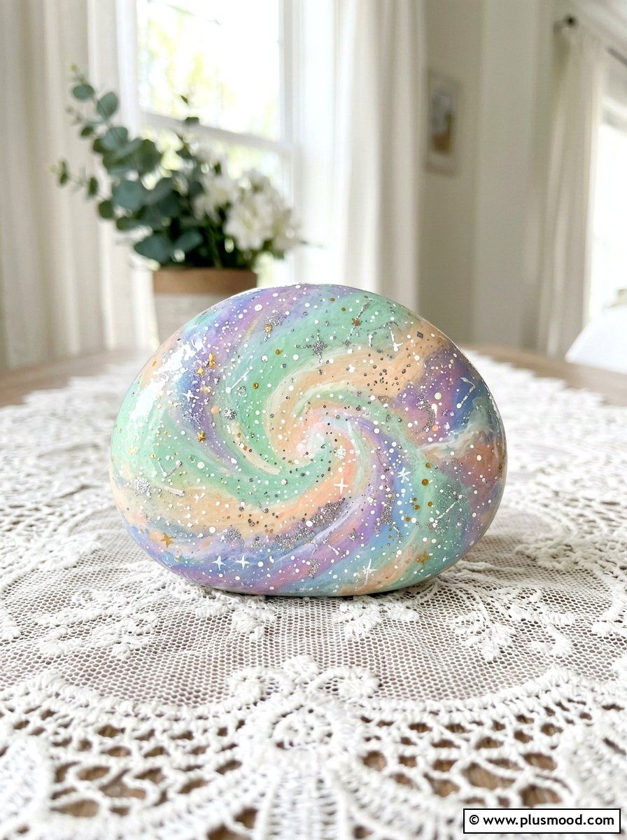 Pastel galaxy rock design - 25 painted rock ideas with galaxy design
