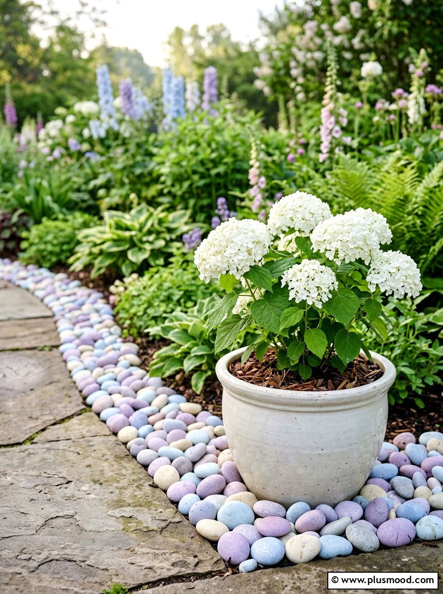 Pastel garden rocks - 25 painted rock ideas for potted plant display