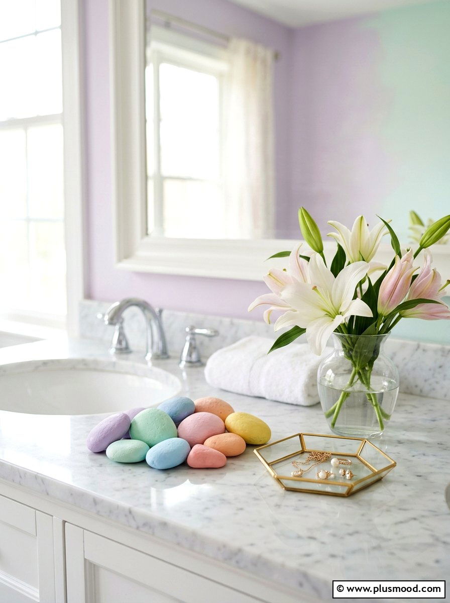 Pastel rainbow rock - 25 painted rock ideas with rainbow design