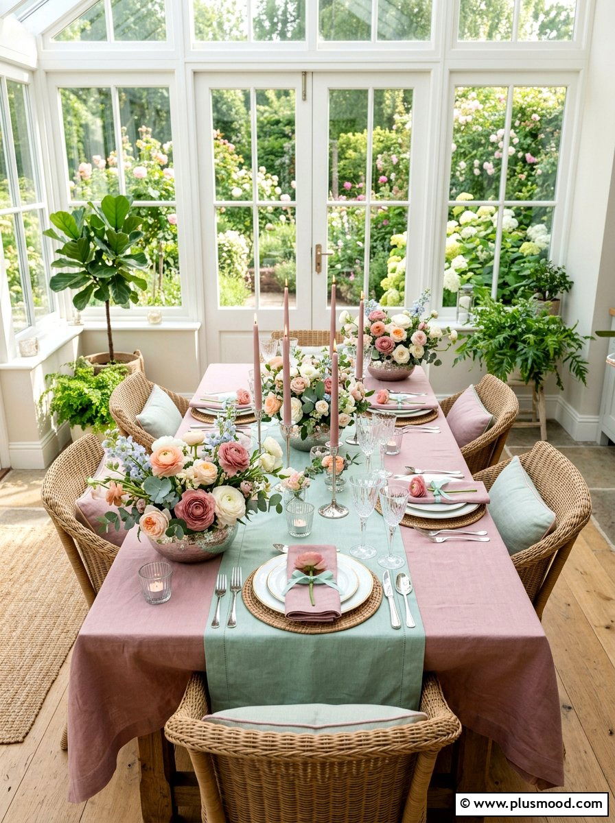 Pastel summer floral table - 25 summer dinner party table ideas