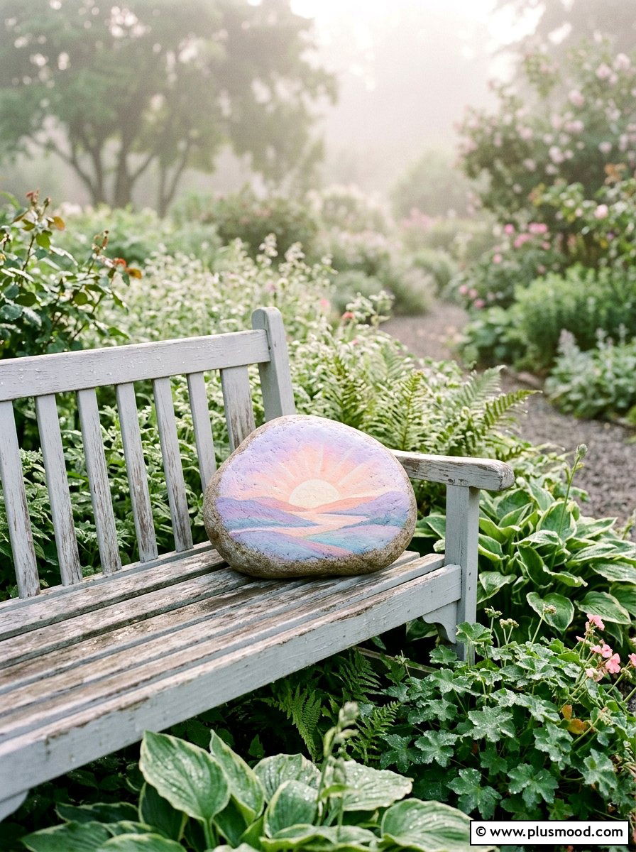 Pastel sun dawn - 25 painted rock ideas with sun design