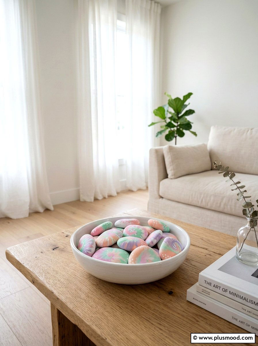 Pastel tie dye rock painting - 25 painted rock ideas with tie dye effect