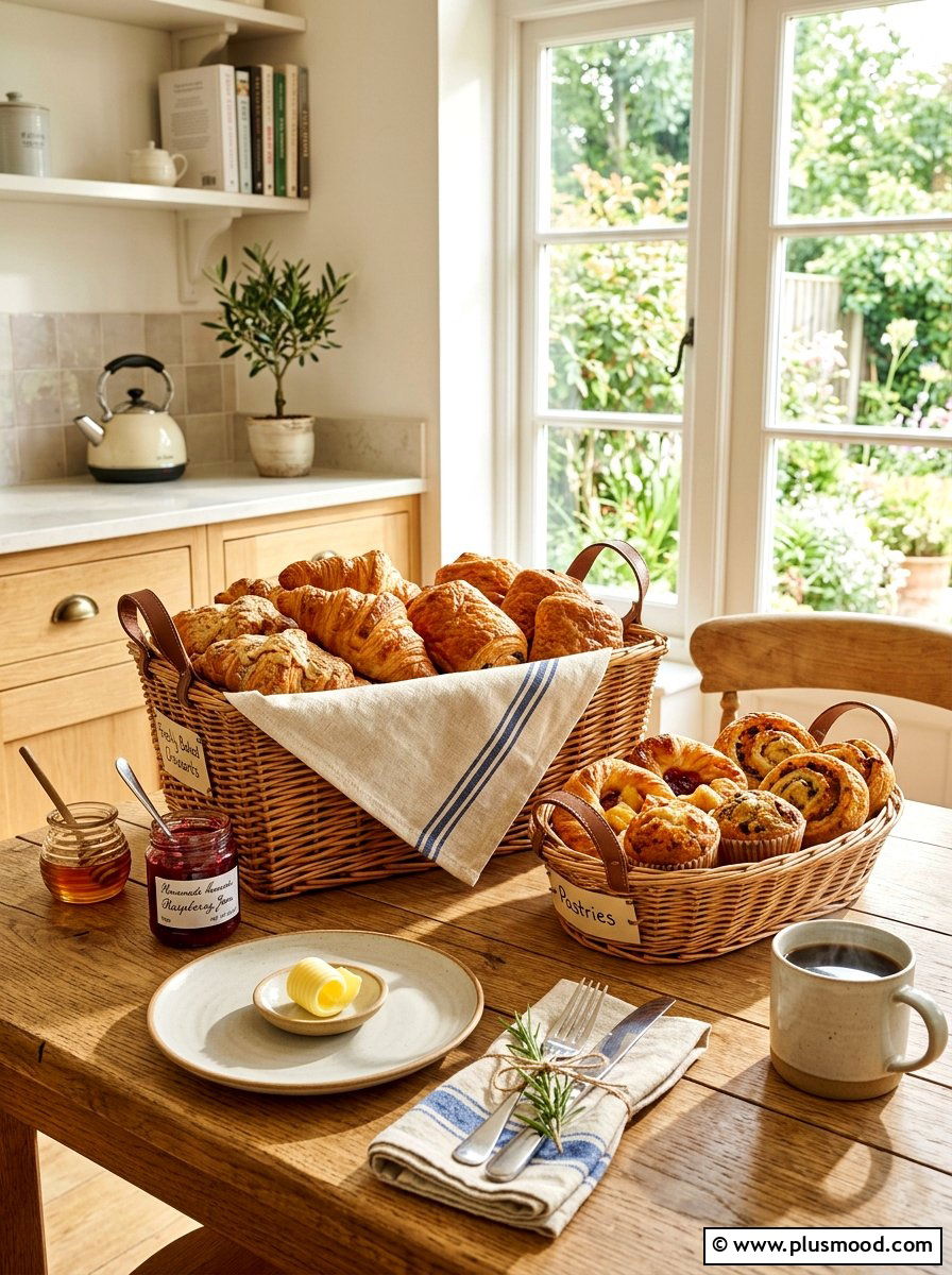 Pastry basket setup - 25 summer brunch party ideas for summer