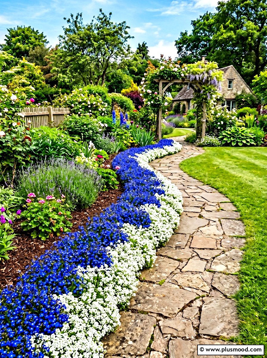 Pathway Border Bed - 25 summer backyard flower bed ideas