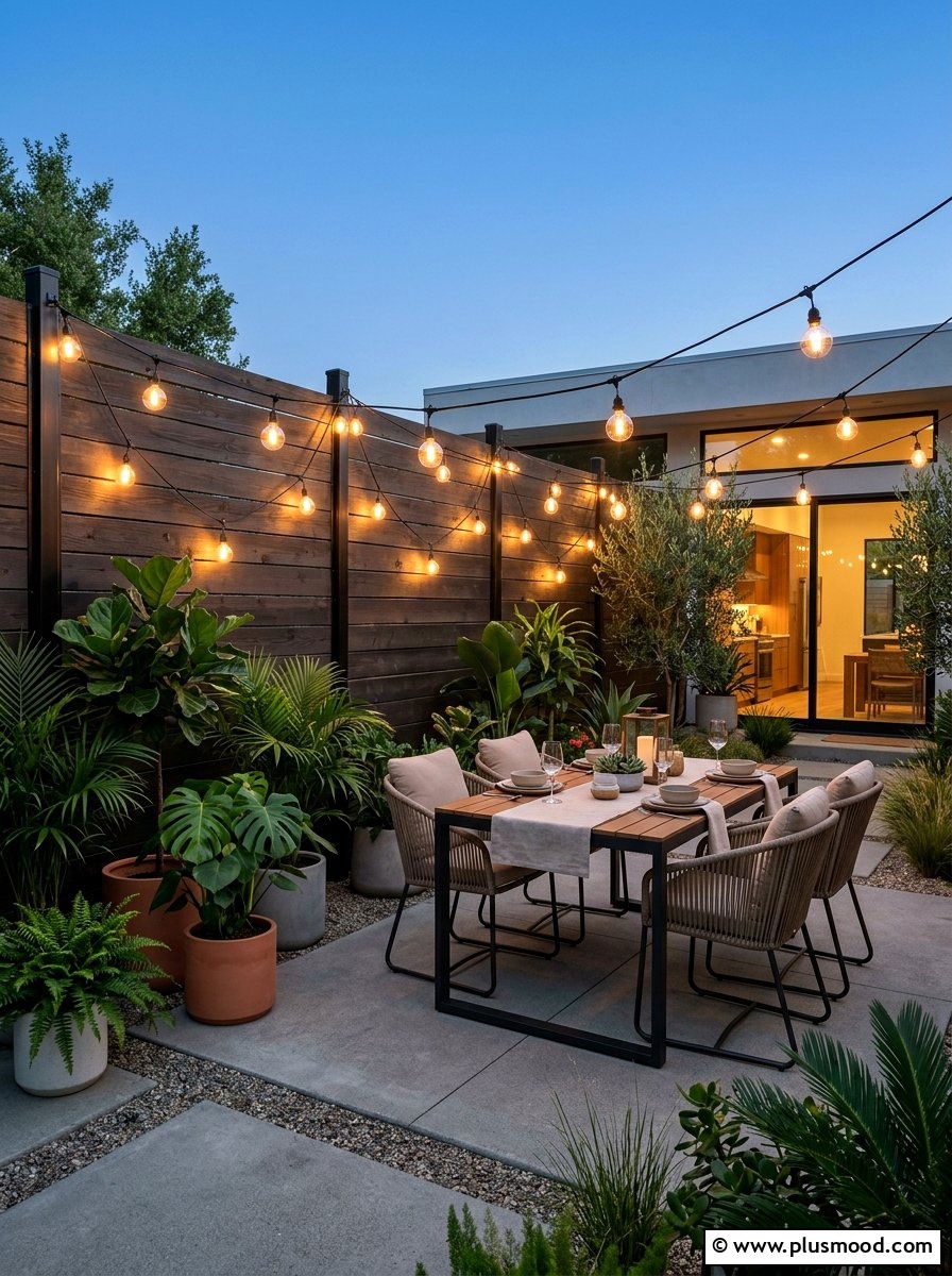 Patio Fence String Lights - 25 summer string light party ideas