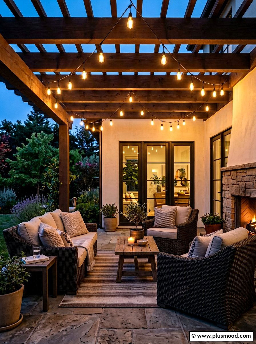 Patio String Lighting - 25 summer farmhouse patio ideas