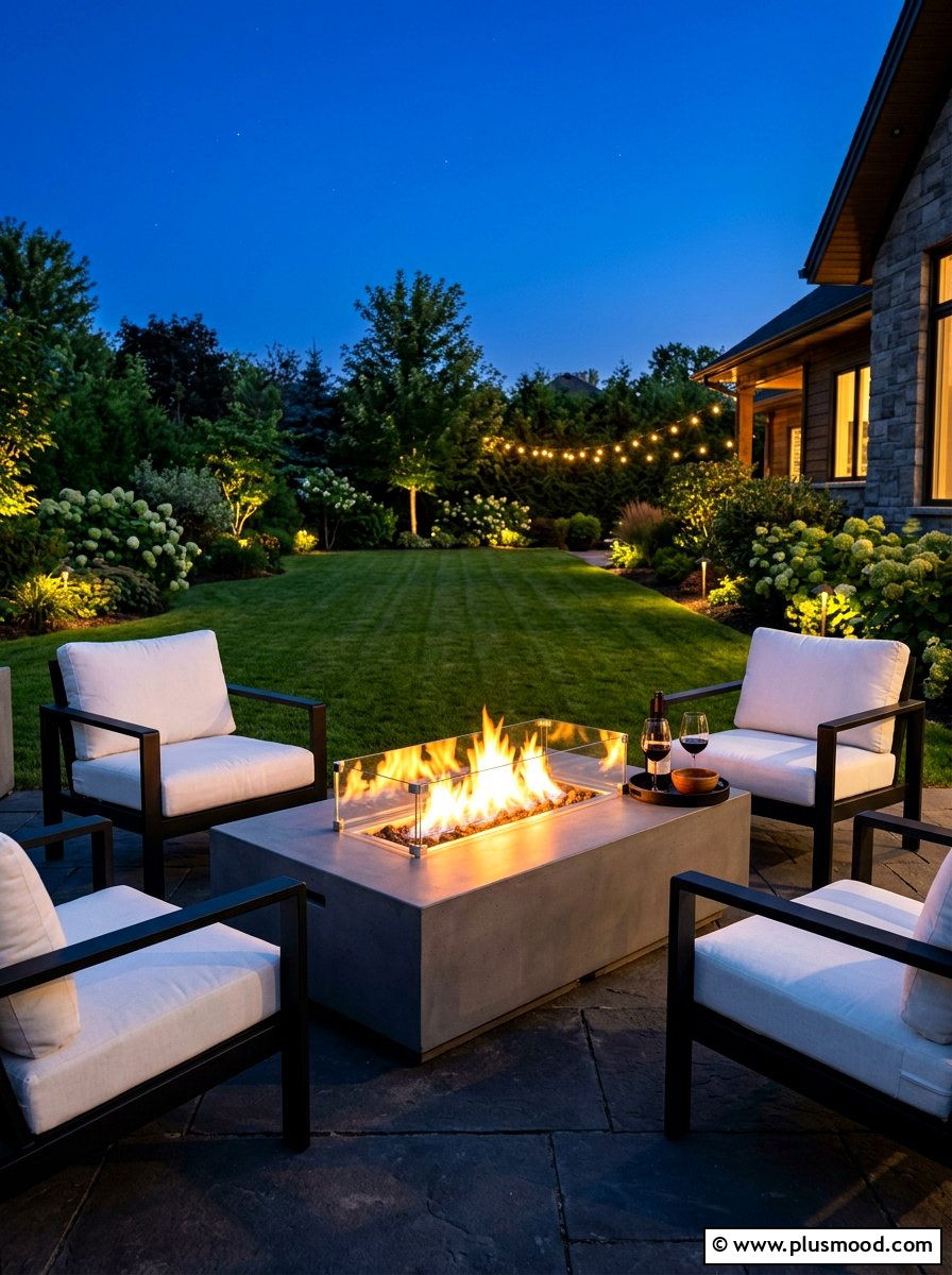 Patio fire pit table - 25 cozy summer patio ideas