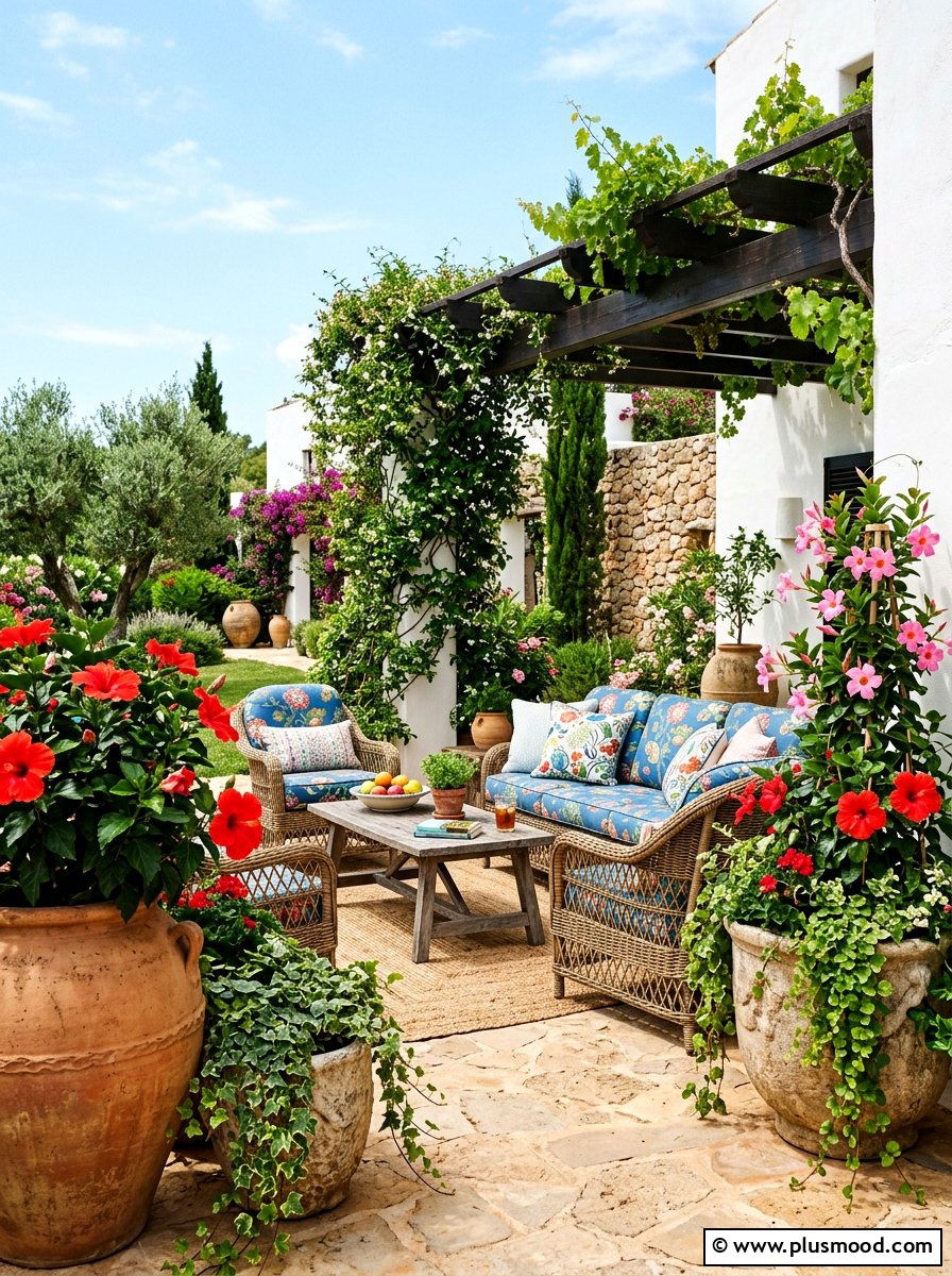 Patio floral planters - 25 summer decor ideas with florals