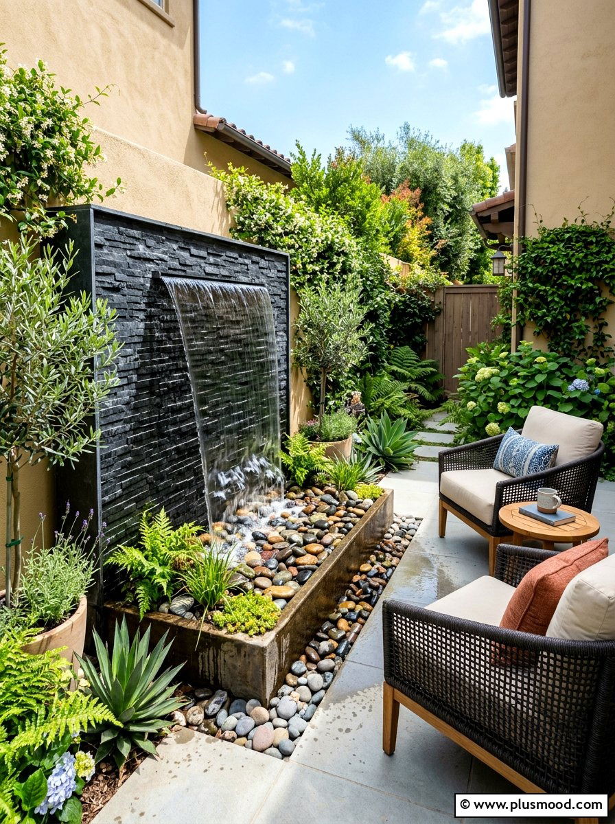 Patio water feature - 25 cozy summer patio ideas