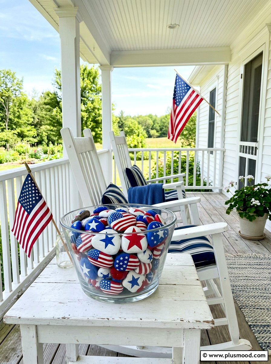 Patriotic Star Rock Design - 25 painted rock ideas with stars