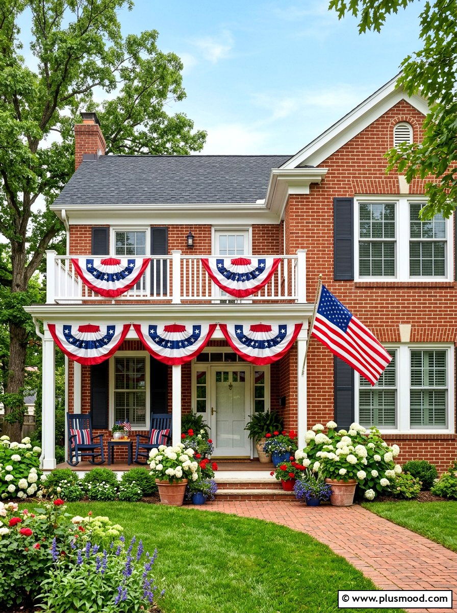 Patriotic decor for brick porch - 25 summer front porch decor ideas for brick house