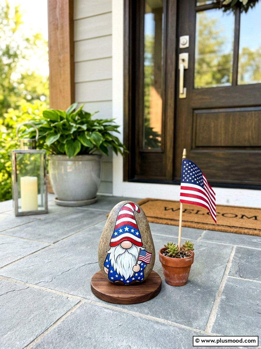 Patriotic gnome - 25 painted rock ideas with gnomes