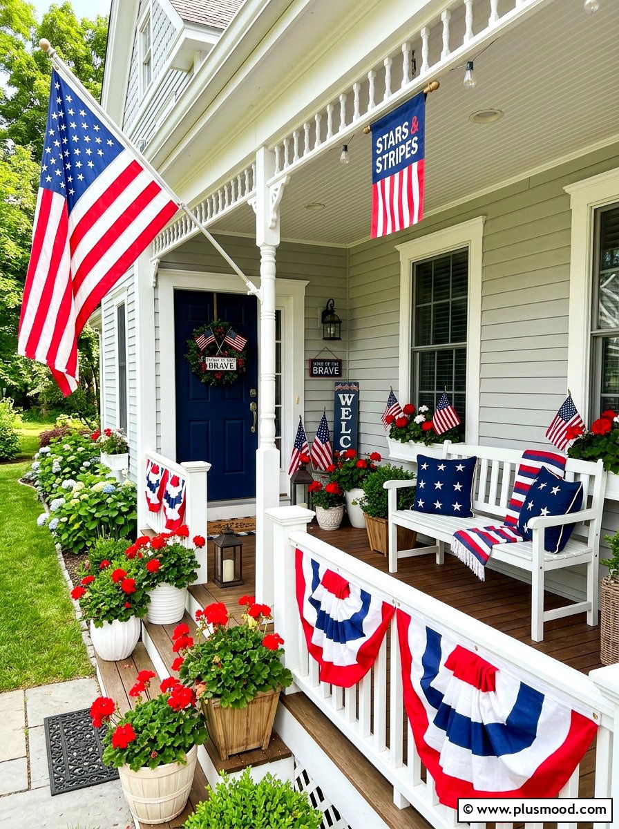 Patriotic porch decor - 25 simple summer front porch ideas