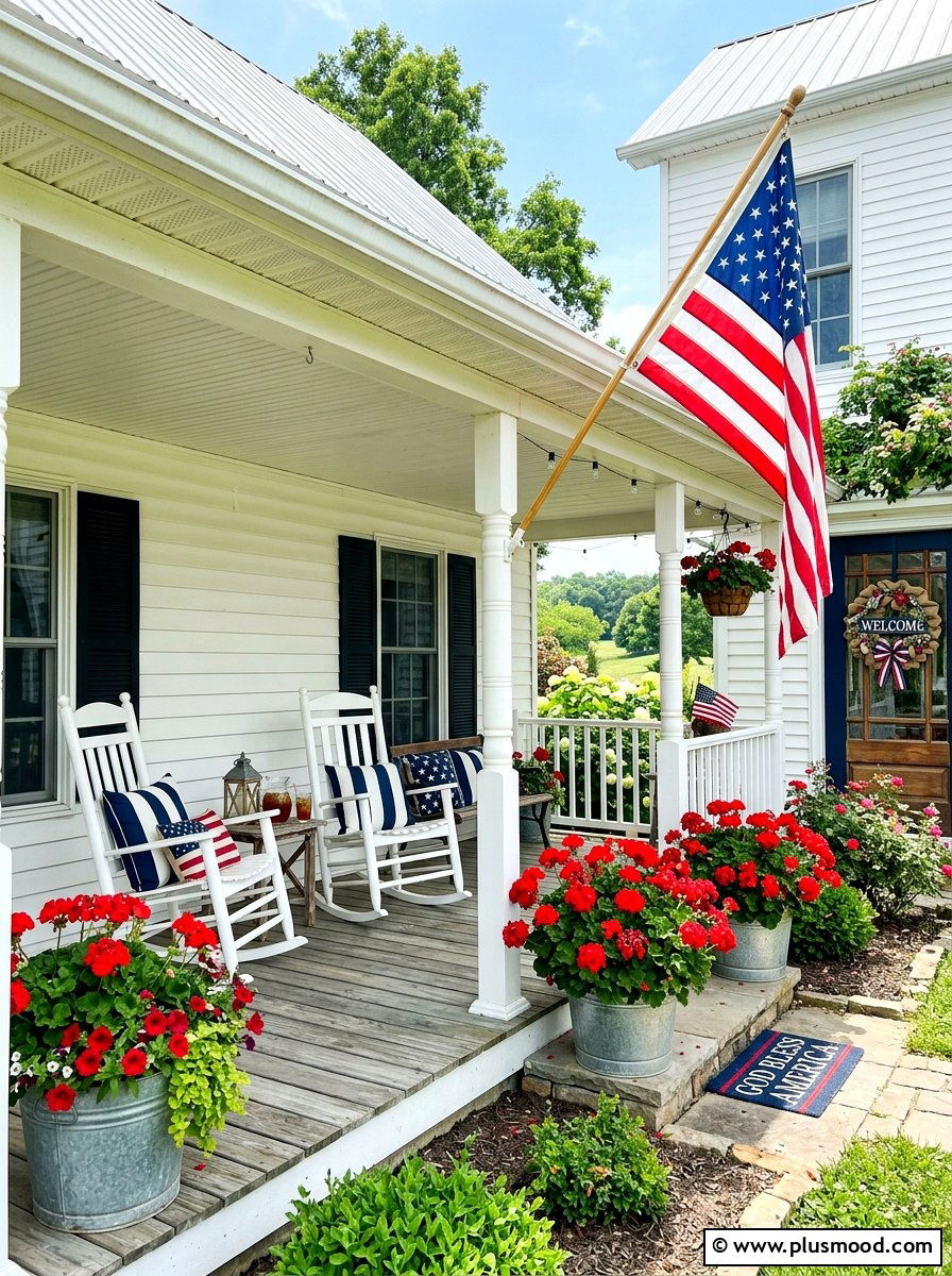 Patriotic summer porch decor - 25 summer farmhouse porch ideas