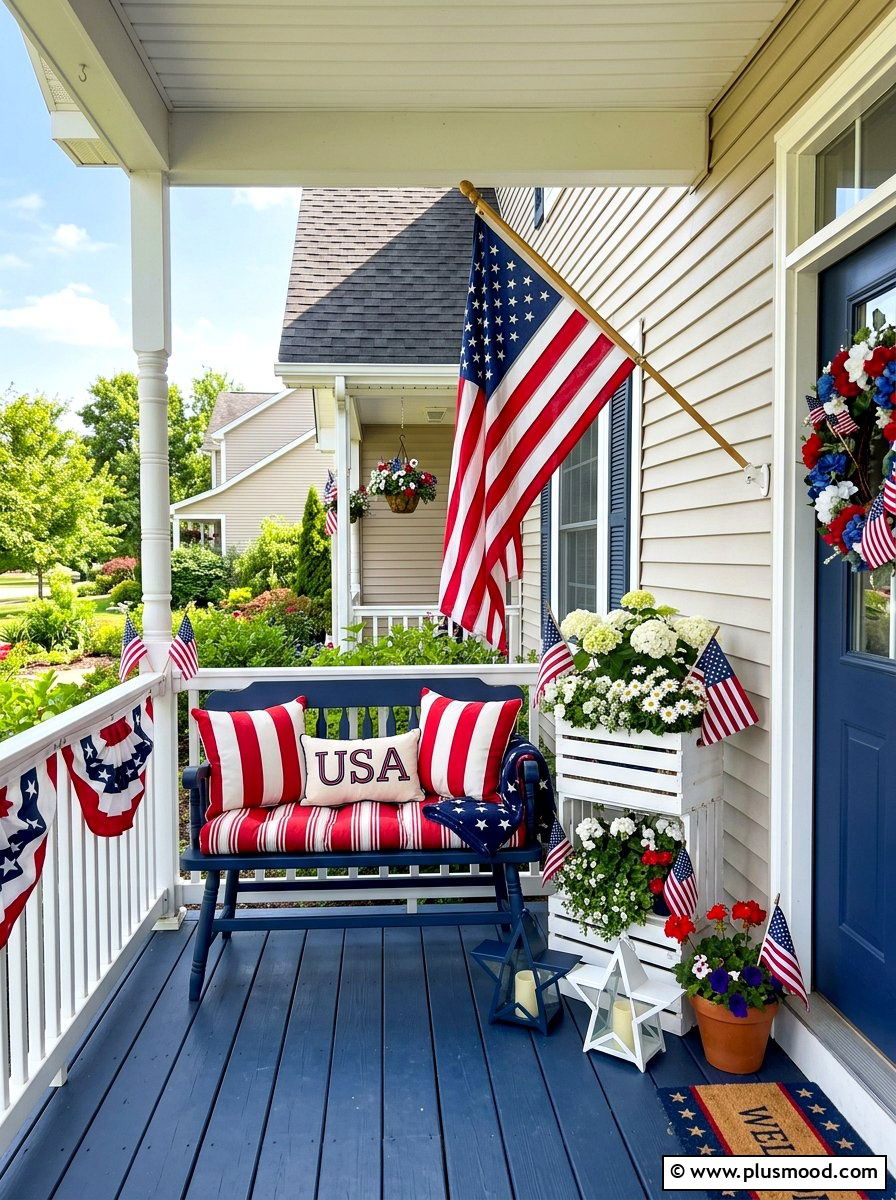 Patriotic summer porch - 25 summer front porch styling ideas