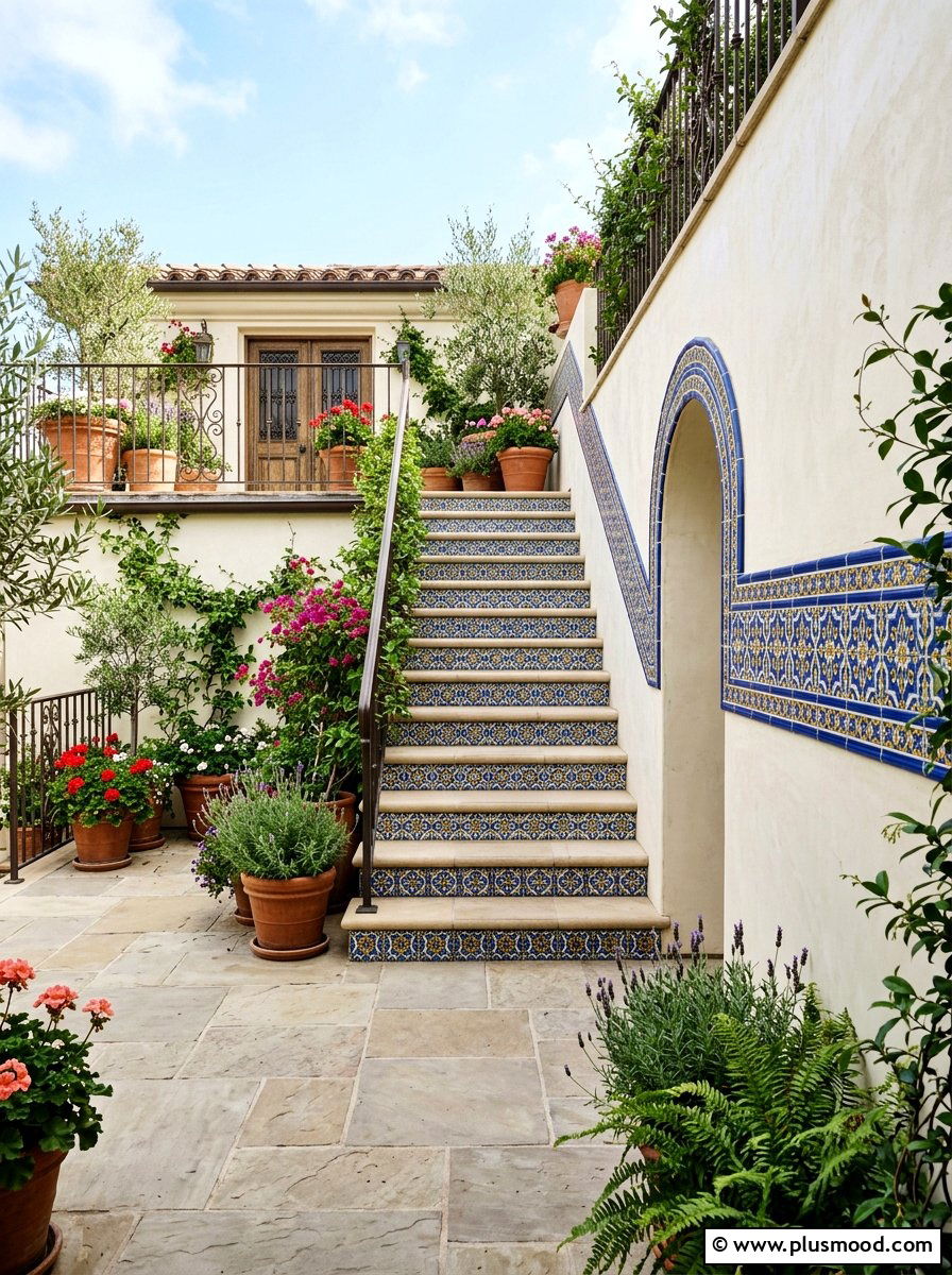 Patterned Ceramic Tiles - 25 summer Mediterranean patio ideas