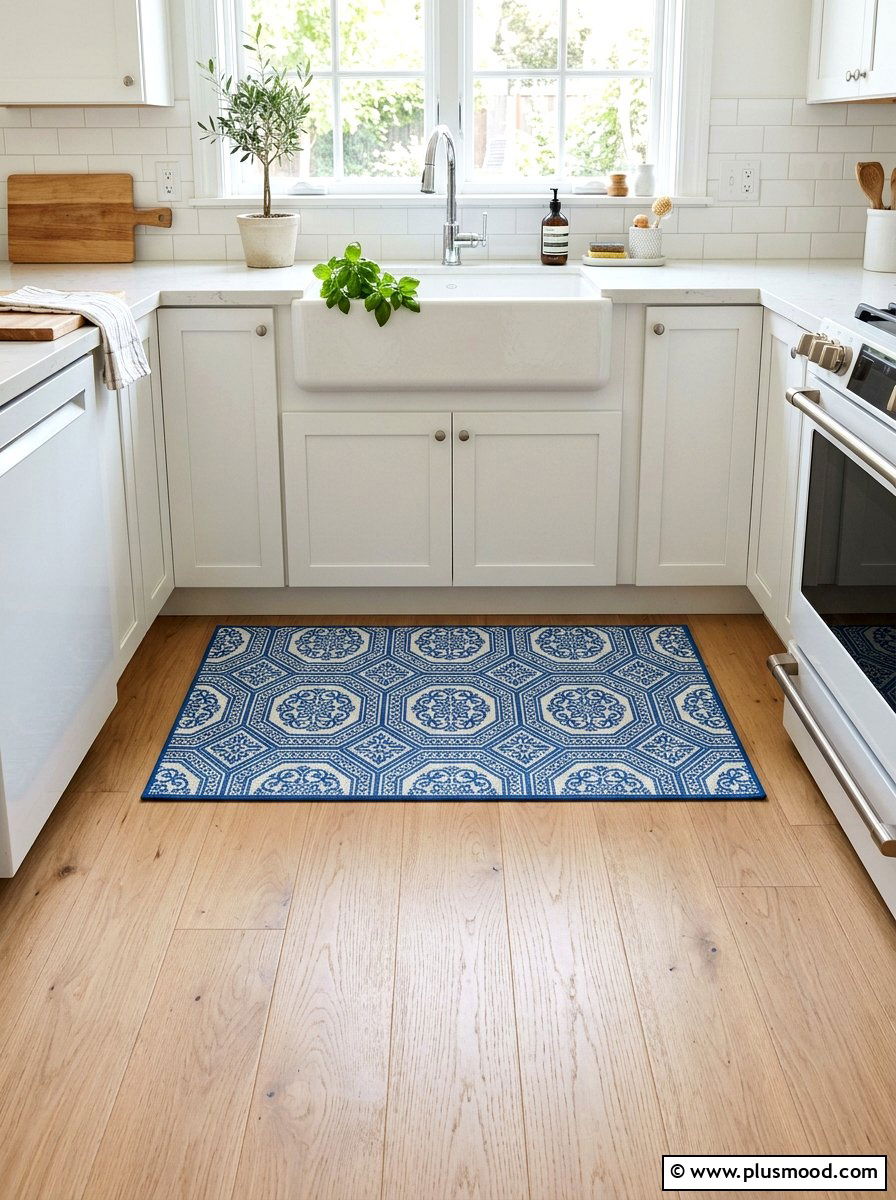 Patterned Kitchen Floor Mat - 25 summer kitchen decor ideas on a budget