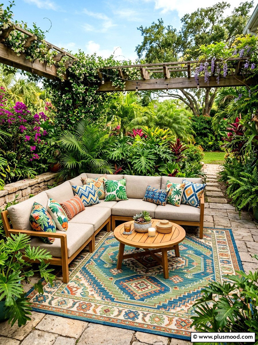 Patterned Outdoor Lounge - 25 summer colorful decor ideas