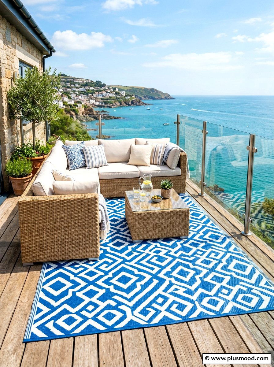 Patterned Outdoor Rug Balcony - 25 summer modern balcony ideas