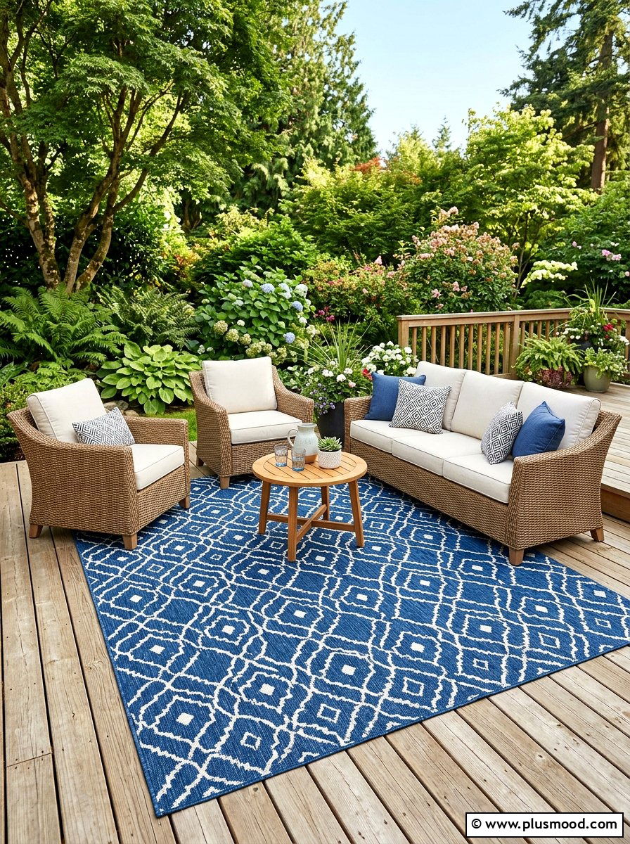 Patterned Outdoor Rug - 25 Outdoor Garden Decor Ideas
