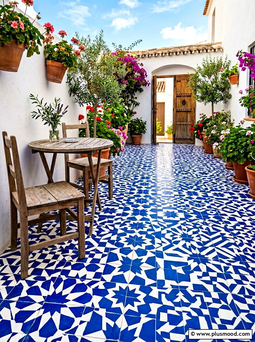 Patterned Patio Tile - 25 summer small courtyard ideas