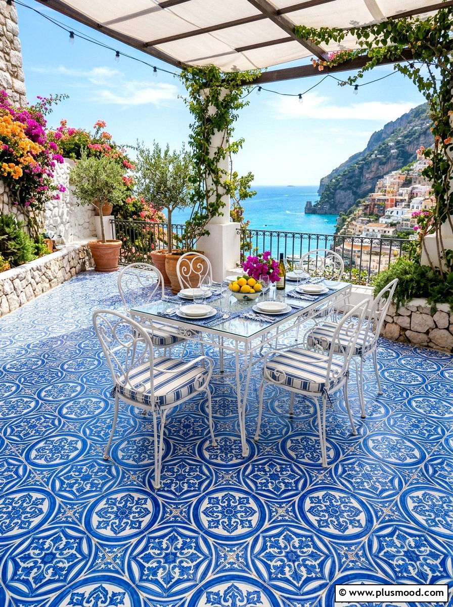 Patterned Patio Tile - 25 summer patio dining decor ideas